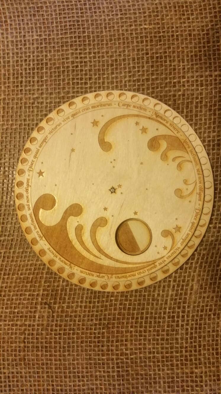 Lunar/Moon Cycle Grid - Laser etched wood