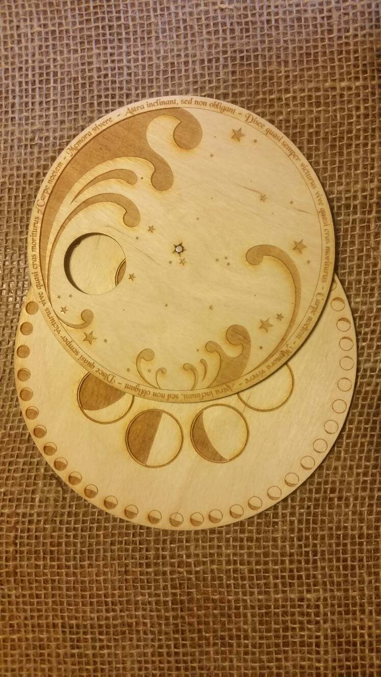 Lunar/Moon Cycle Grid - Laser etched wood