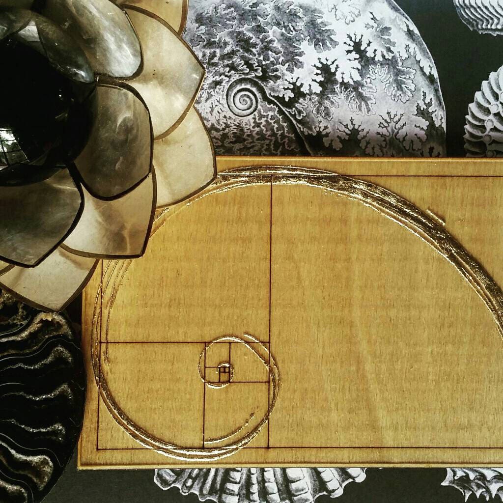 Golden Spiral or Golden Ratio Laser Grid ... Etched Crystal Meditation Sacred Geometry Fibonacci