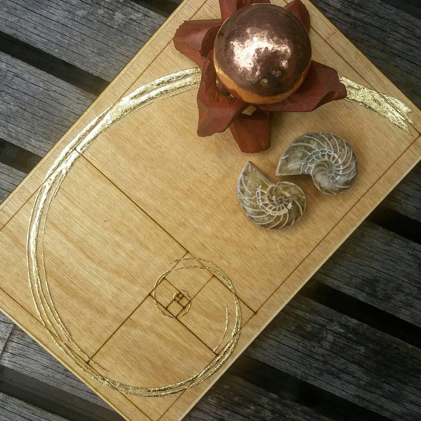 Golden Spiral or Golden Ratio Laser Grid ... Etched Crystal Meditation Sacred Geometry Fibonacci