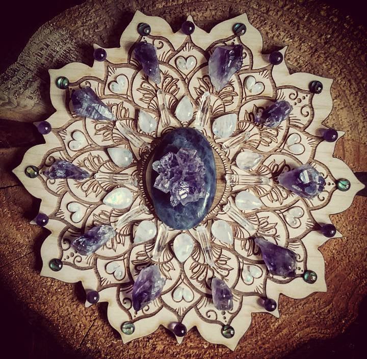 Yin/Yang Lotus Mehndi Laser etched and cut Grid