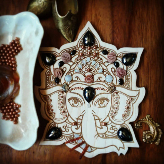 Lord Ganesh Crystal Grid Laser Etched Ganesha