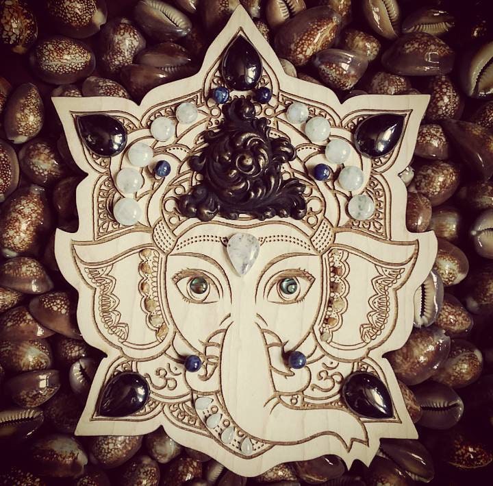 Lord Ganesh Crystal Grid Laser Etched Ganesha