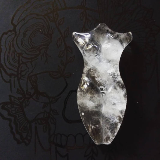 Large Quartz or Smokey Quartz Goddess Handcarved metaphysical crystal stone female torso