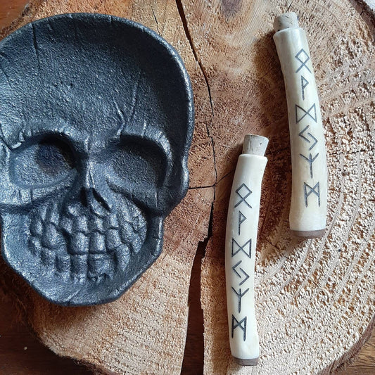 Viking Rune Bone Vial Bottle with cork