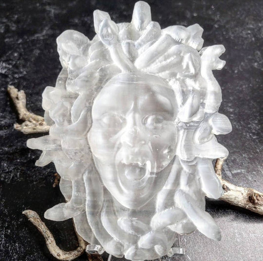 Selenite Medusa Carving