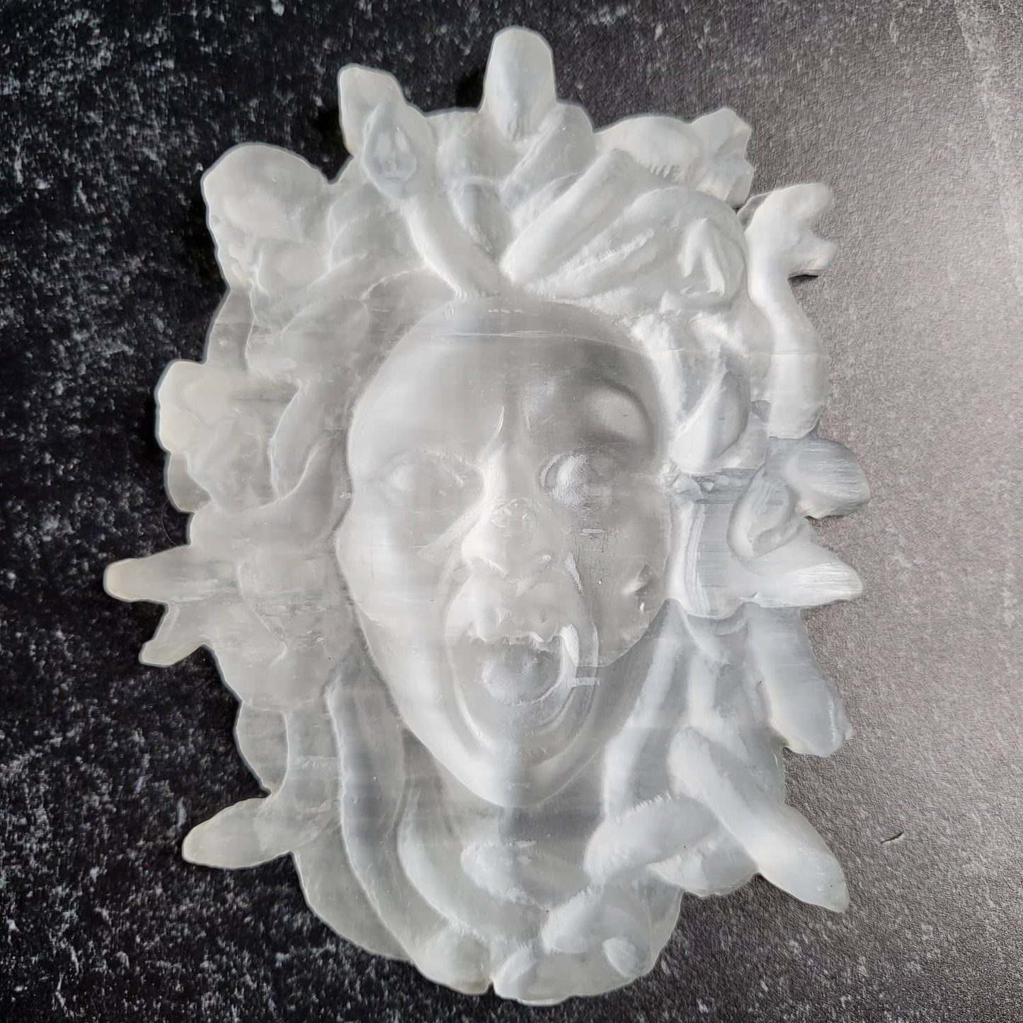 Selenite Medusa Carving