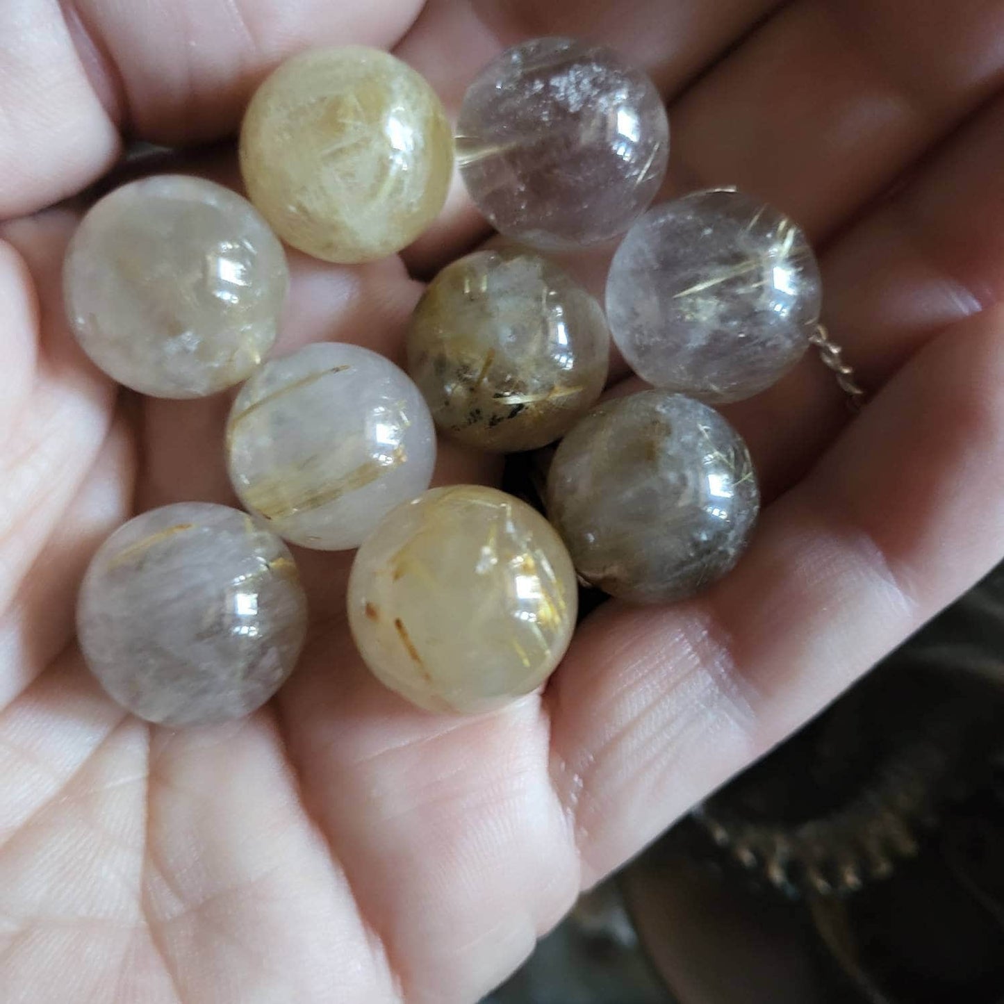 Golden Rutilated Quartz Sphere Crystal Gold Rutile